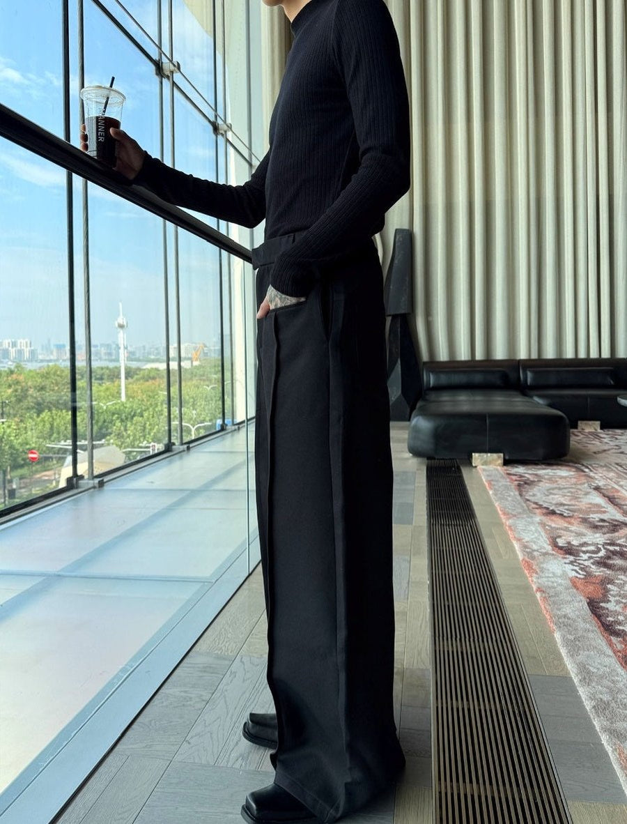 MODE FREAKショートモノトーンジャケット ハイウエストドレープスラックス MODE FREAKショートモノトーンジャケット ハイウエストドレープ