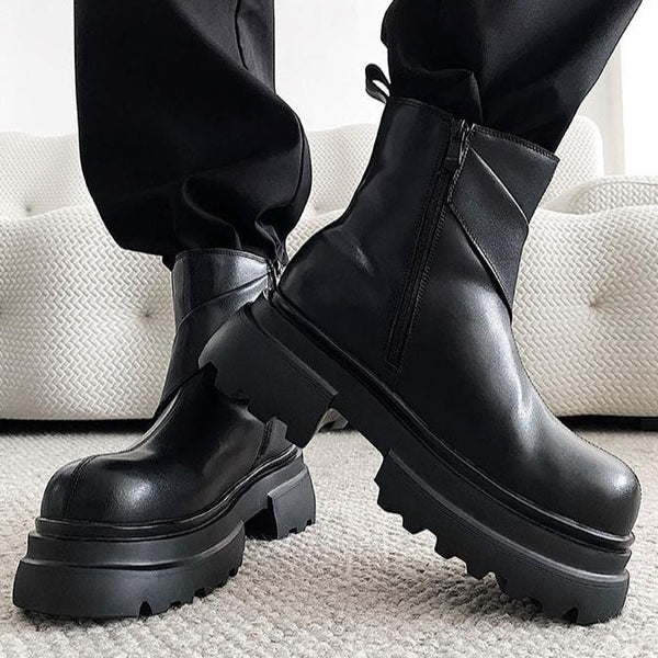 クロスレザー厚底ブーツ mf3031【韓国モードファッション】