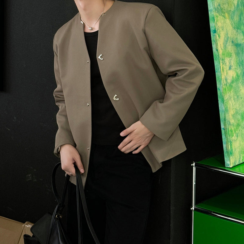 MODEFREAKのノーカラーコリアンスマートジャケット mf3503の画像