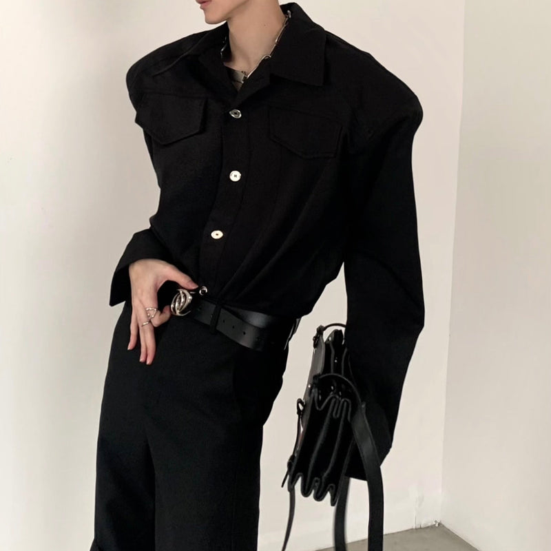 MODEFREAKのモードシルエットシルバーボタンシャツ mf3223の画像
