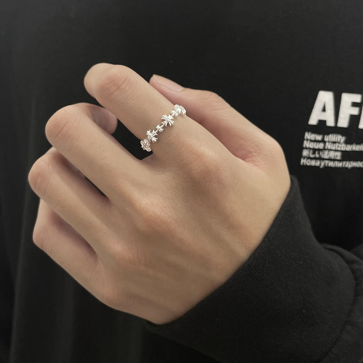 クロスモードシルバーリング mf3495【韓国モードファッション】