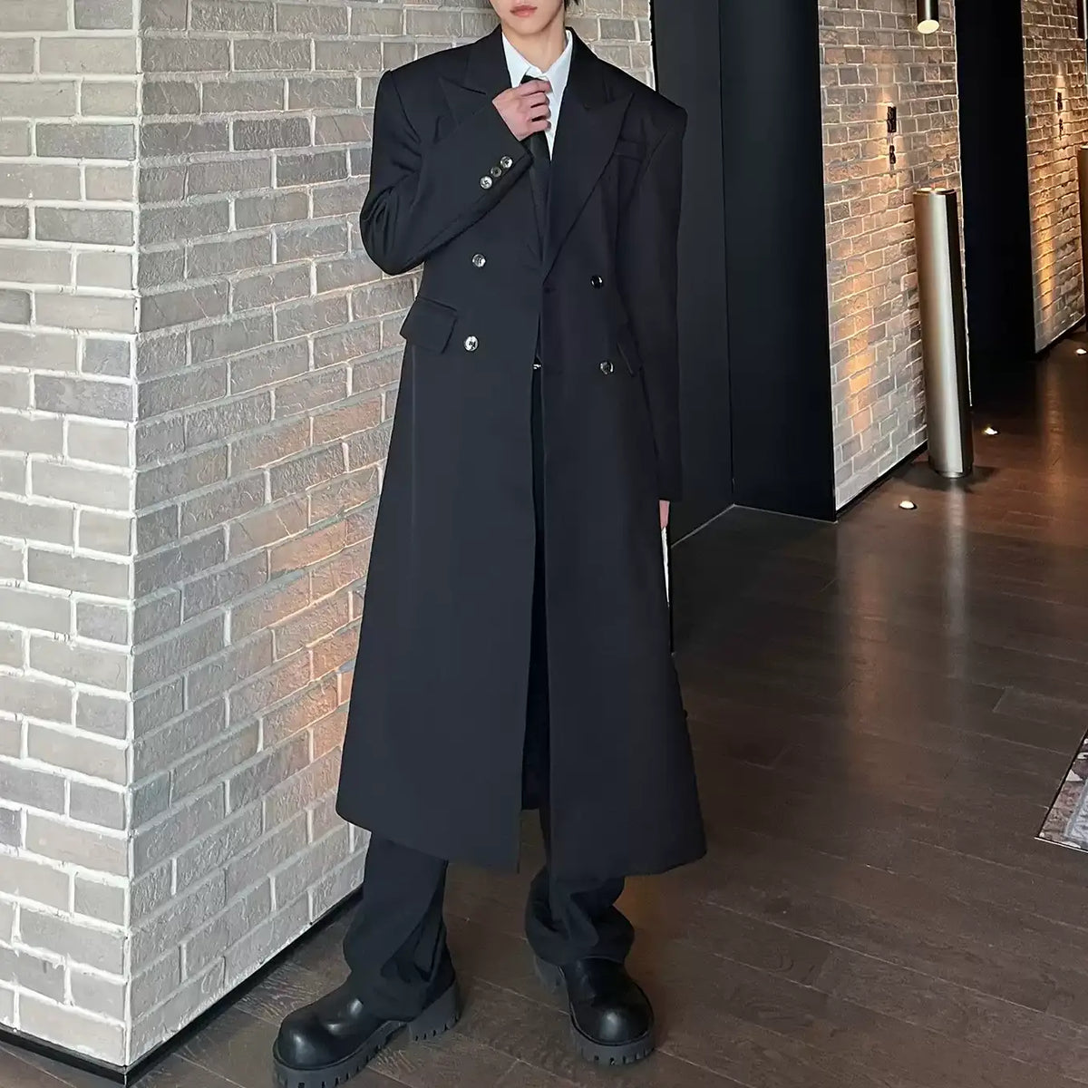 MODEFREAKのモードブラックロングコート mf2954の画像