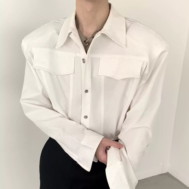 MODEFREAKのモードシルエットシルバーボタンシャツ mf3223の画像