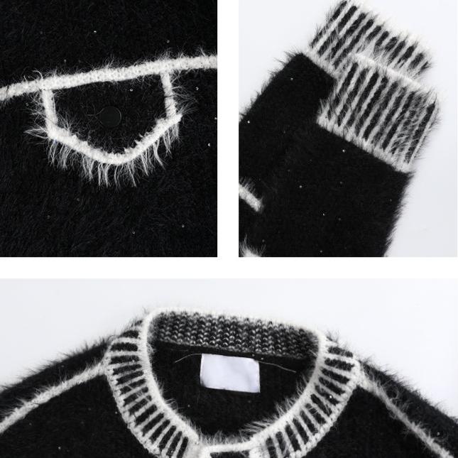 Bicolor Mohair Touch Mode Cardigan mf3124