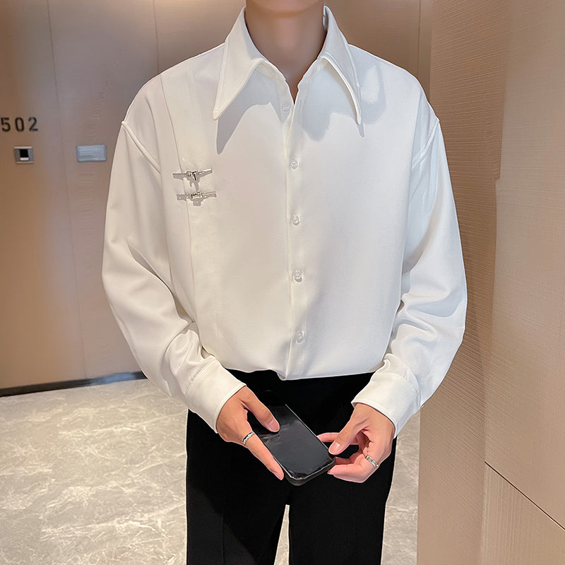 MODEFREAKのバックルデザインコリアンモードシャツ mf2419の画像
