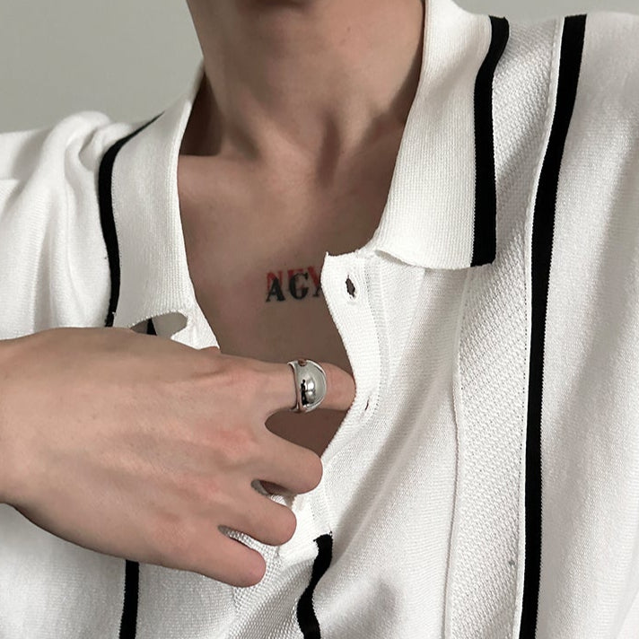 MODEFREAKのモノトーンラインコリアンポロトップス mf3383の画像