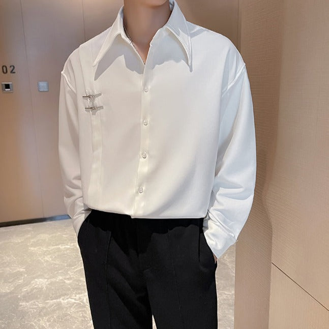 MODEFREAKのバックルデザインコリアンモードシャツ mf2419の画像