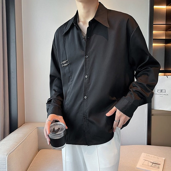 MODEFREAKのバックルデザインコリアンモードシャツ mf2419の画像