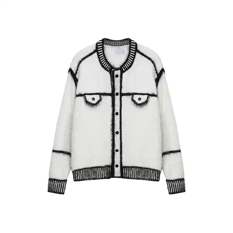 Bicolor Mohair Touch Mode Cardigan mf3124