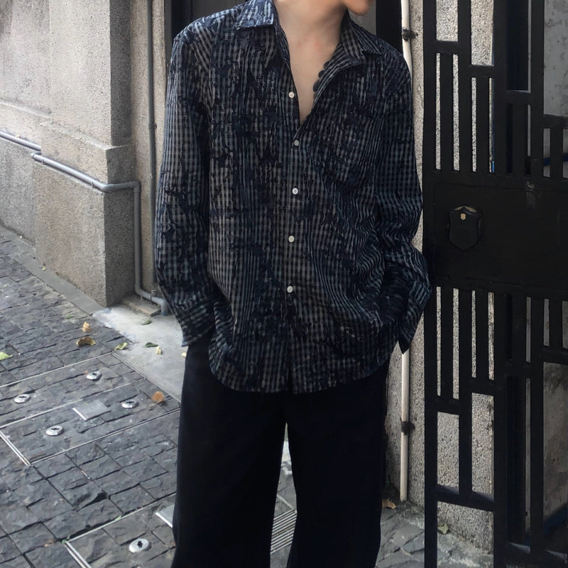 MODEFREAKのチェックリキッドモードシャツ mf3009の画像