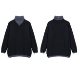 Bicolor Korean high neck knit mf3140