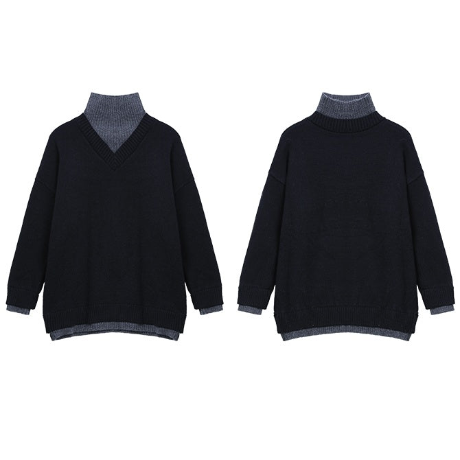 Bicolor Korean high neck knit mf3140