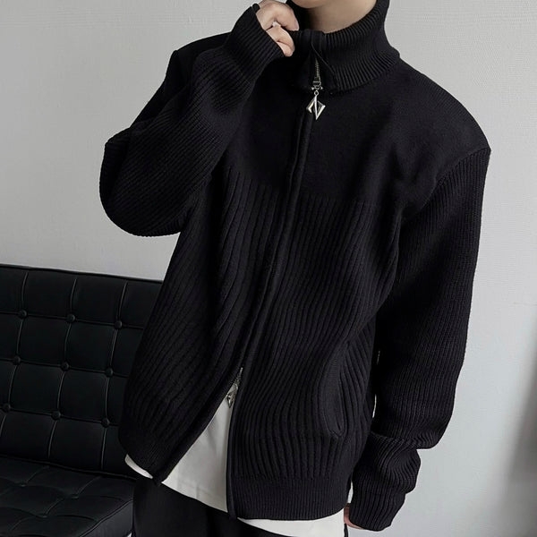 MODEFREAKのリブニットジッパーカーディガン mf2220の画像