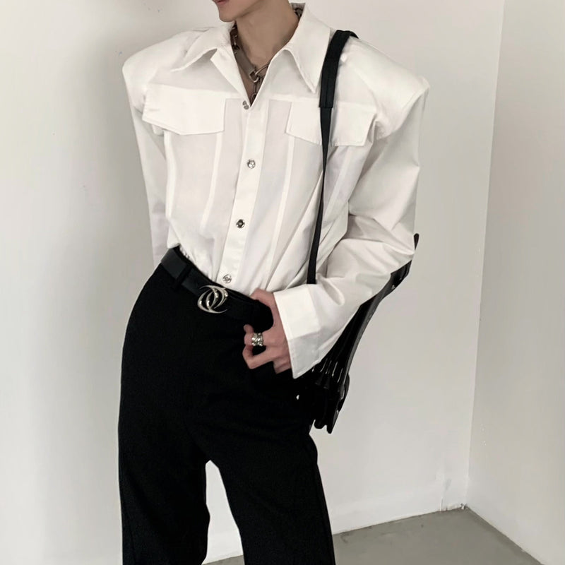 MODEFREAKのモードシルエットシルバーボタンシャツ mf3223の画像