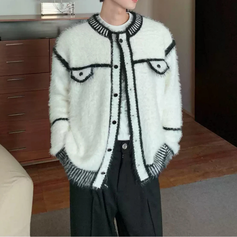 Bicolor Mohair Touch Mode Cardigan mf3124