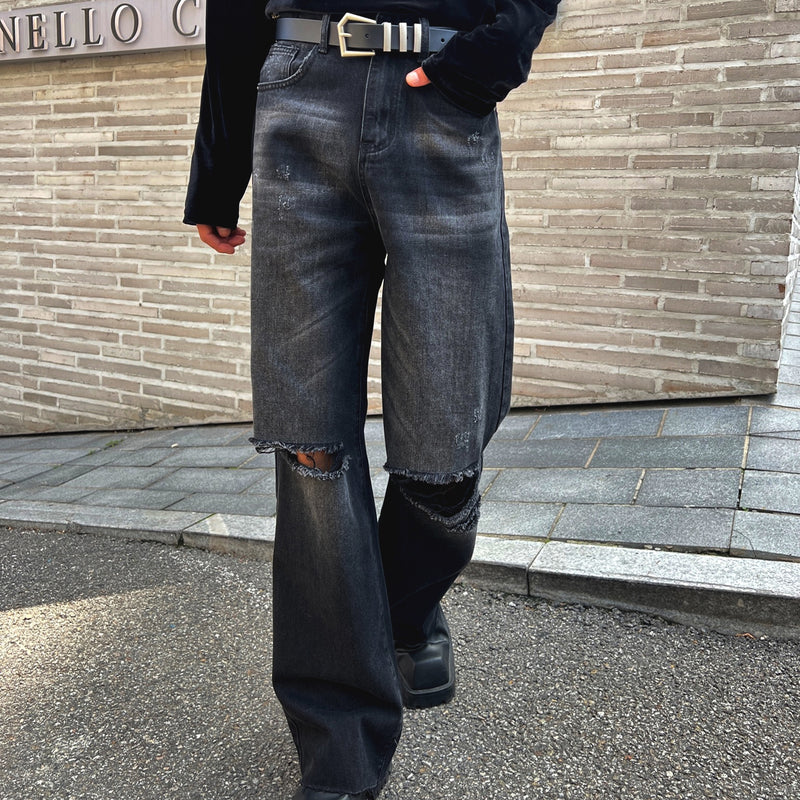 MODEFREAKのストレートダメージジーンズ mf2157の画像