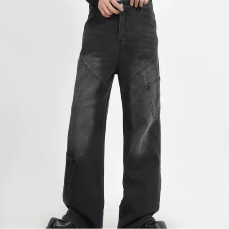 ウォッシュドデザインストレートデニムパンツ mf3174