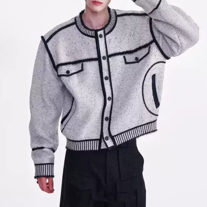 MODEFREAKのコントラストラインデザインカーディガン mf2981の画像