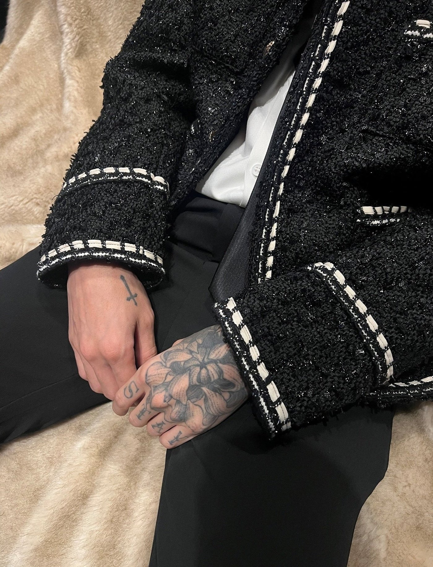 【大人気】Supreme ウール混 ジャケット ツイード 近年モデル L相当 ラグジュアリーモードツイードジャケット mf2956【韓国モード