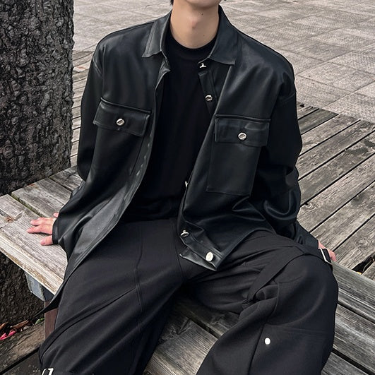 MODEFREAKのルーズレザーモードシャツ mf3082の画像