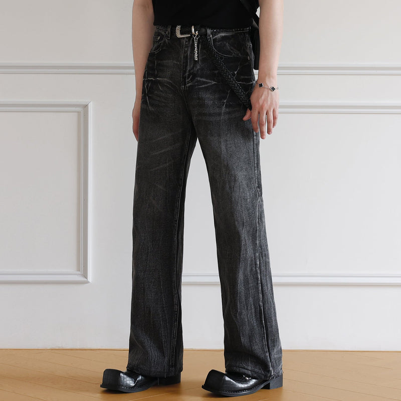 MODEFREAKのウォッシュドデザインストレートデニムパンツ mf3414の画像