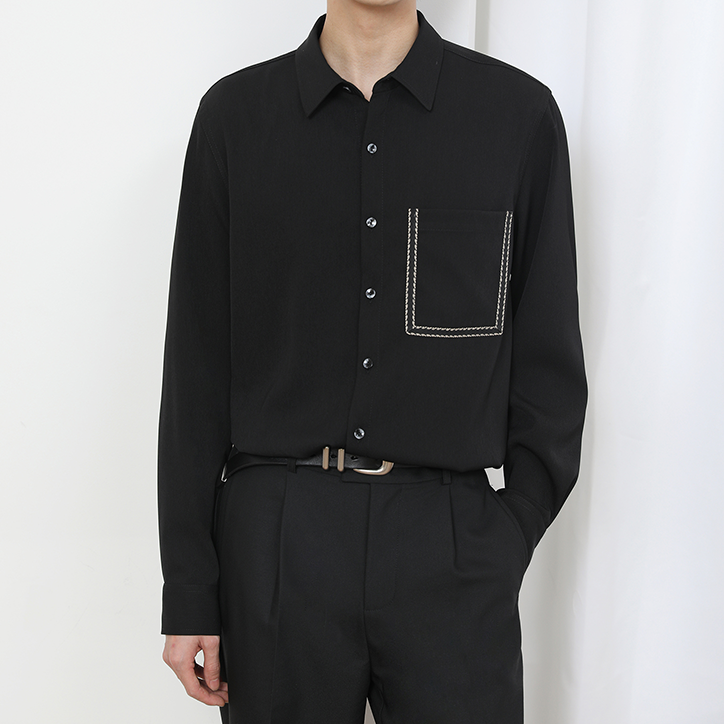 MODEFREAKのバイカラーステッチデザインシャツ mf2172の画像