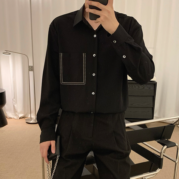 cen. バイカラーステッチブルゾンシャツ