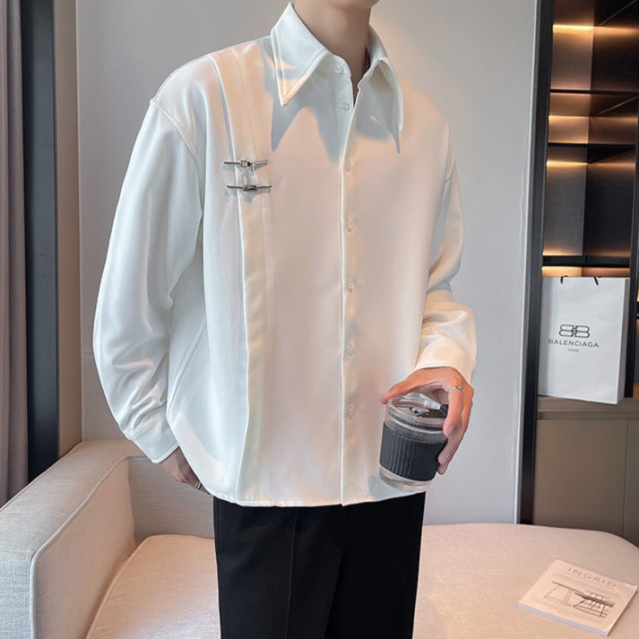 MODEFREAKのバックルデザインコリアンモードシャツ mf2419の画像