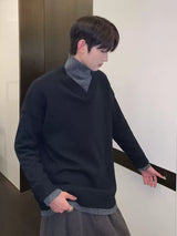 Bicolor Korean high neck knit mf3140