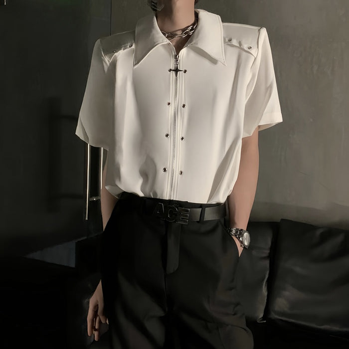 クロスジップアップモードシャツ mf2640【韓国モードファッション】