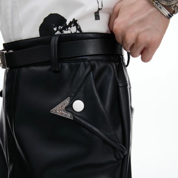 MODEFREAKのモードレザージップデザインパンツ mf3489の画像