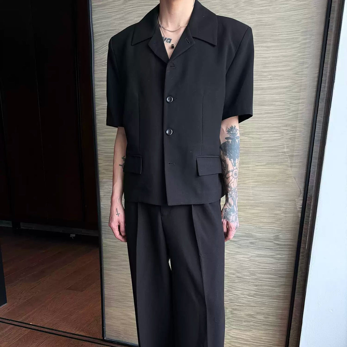 韓国メンズ EVAN 5ナンバーロゴ Tシャツセットアップ org.jpg