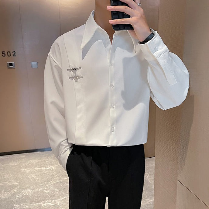MODEFREAKのバックルデザインコリアンモードシャツ mf2419の画像