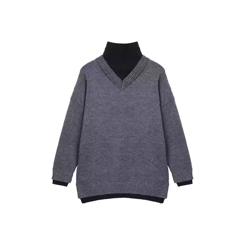 Bicolor Korean high neck knit mf3140