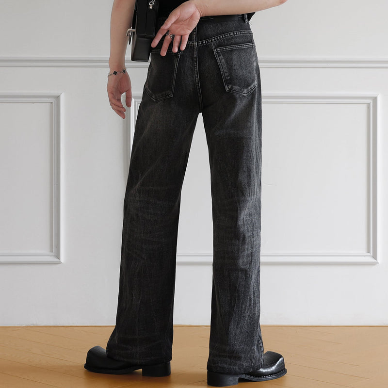 MODEFREAKのウォッシュドデザインストレートデニムパンツ mf3414の画像