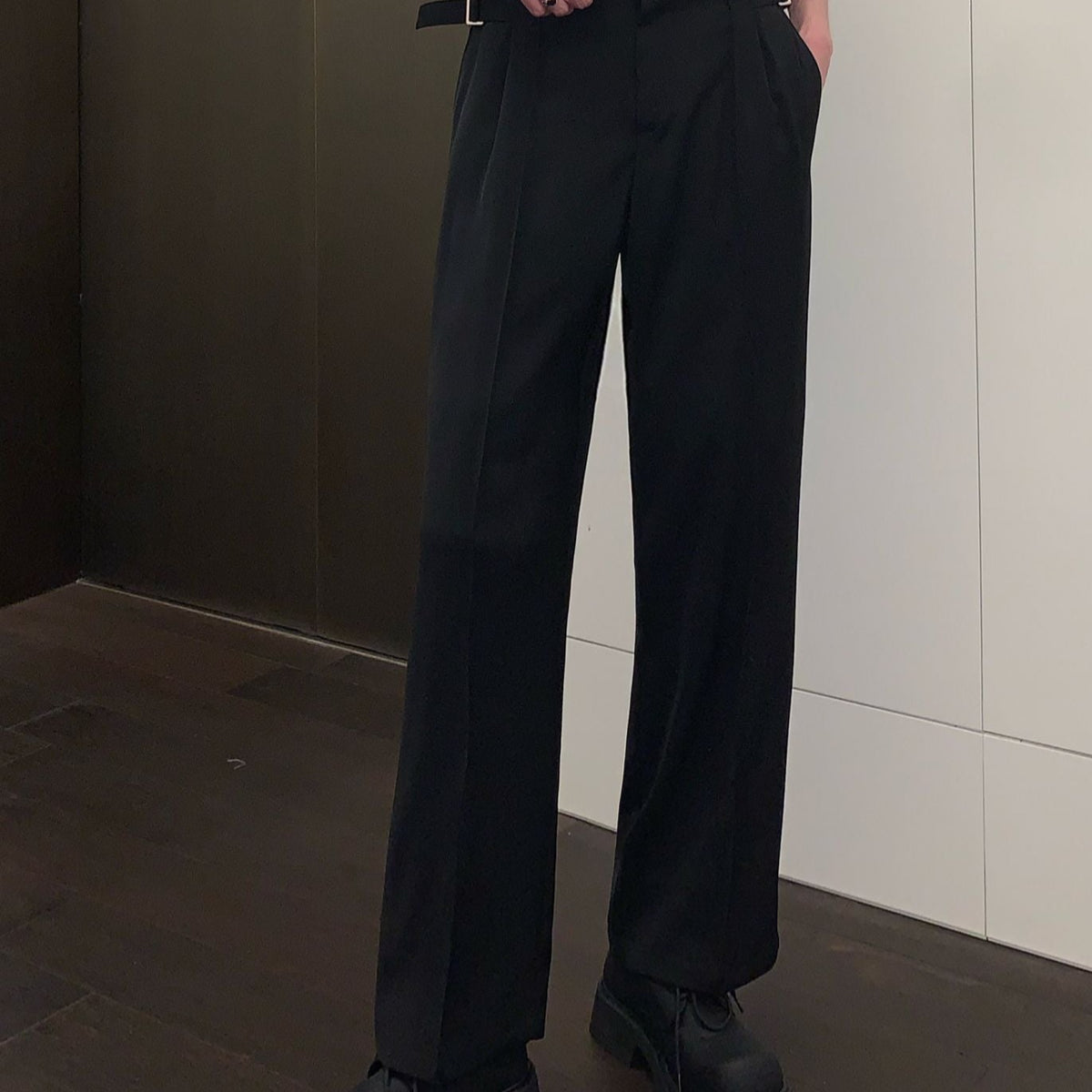 サイドベルトデザインスラックス mf2588【韓国モードファッション】