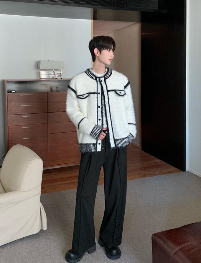 Bicolor Mohair Touch Mode Cardigan mf3124