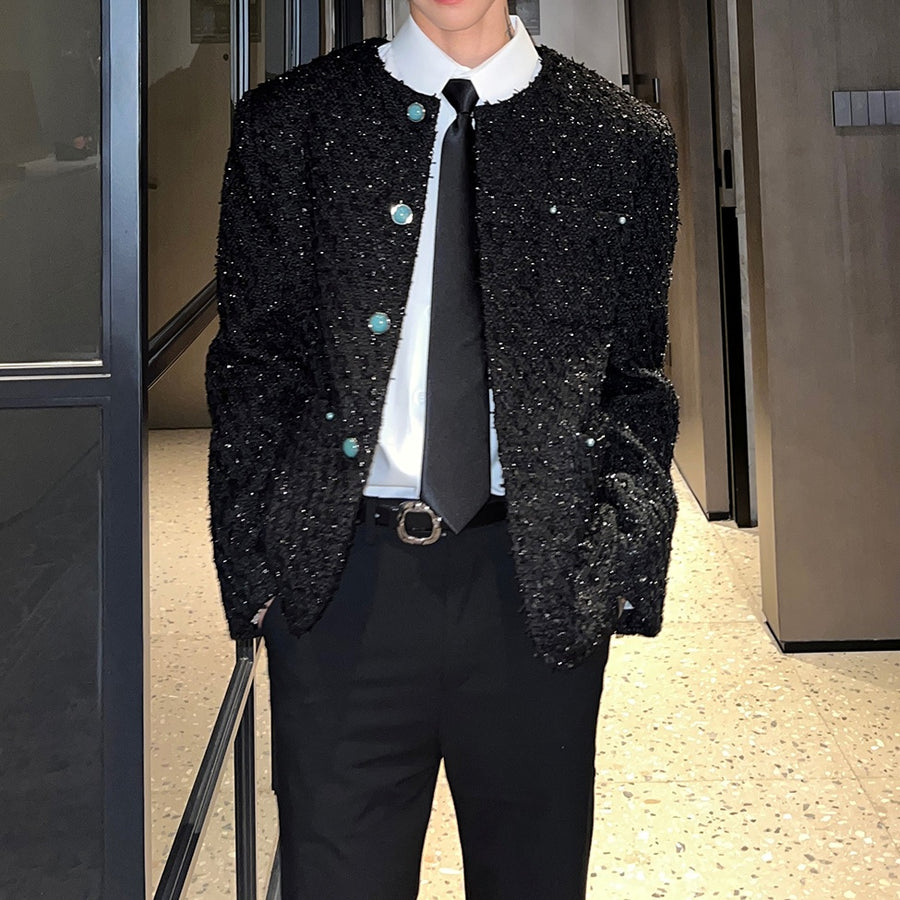 asclo tweed jacket ツイードジャケット　ブラック　韓国 asclo tweed jacket ツイードジャケット ブラック 韓国