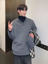 Bicolor Korean high neck knit mf3140