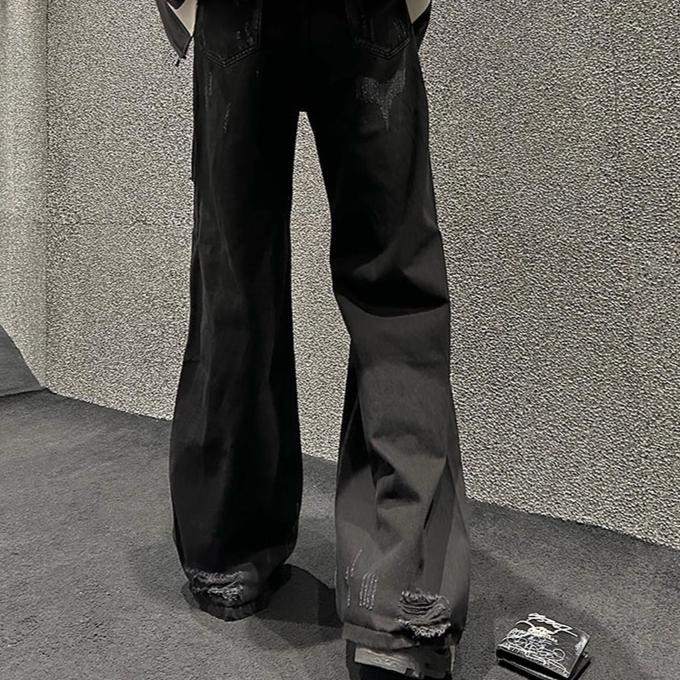 MODEFREAKのフレアダメージデニムパンツ mf2945の画像