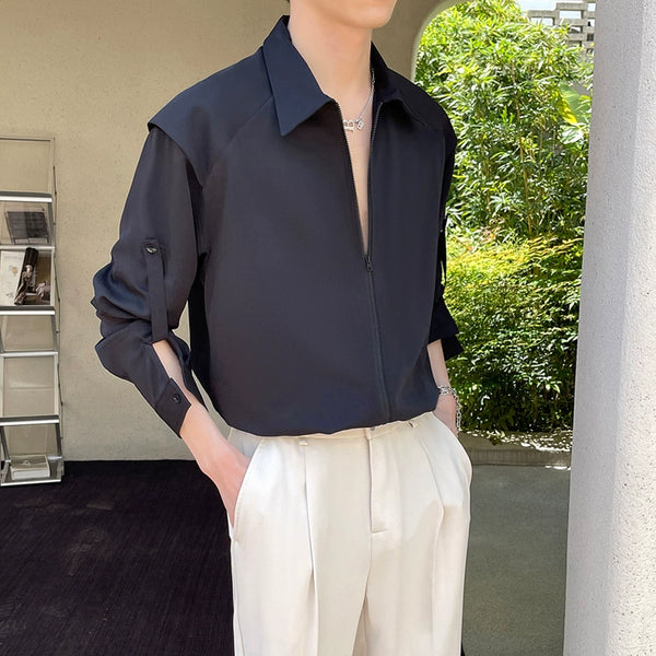 MODEFREAKのジップアップスリーブデザインシャツの画像1