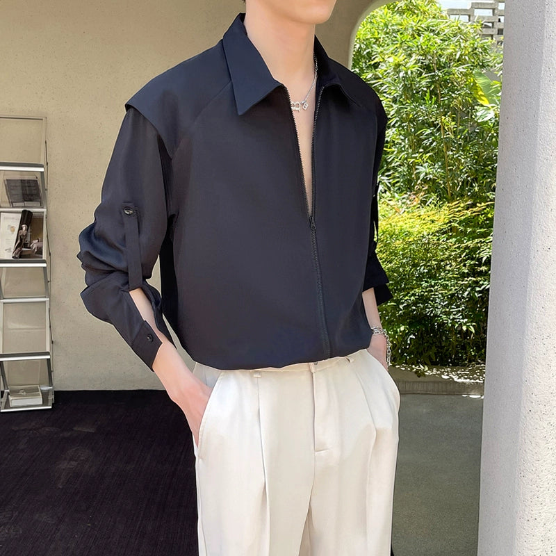 MODEFREAKのジップアップスリーブデザインシャツの画像1