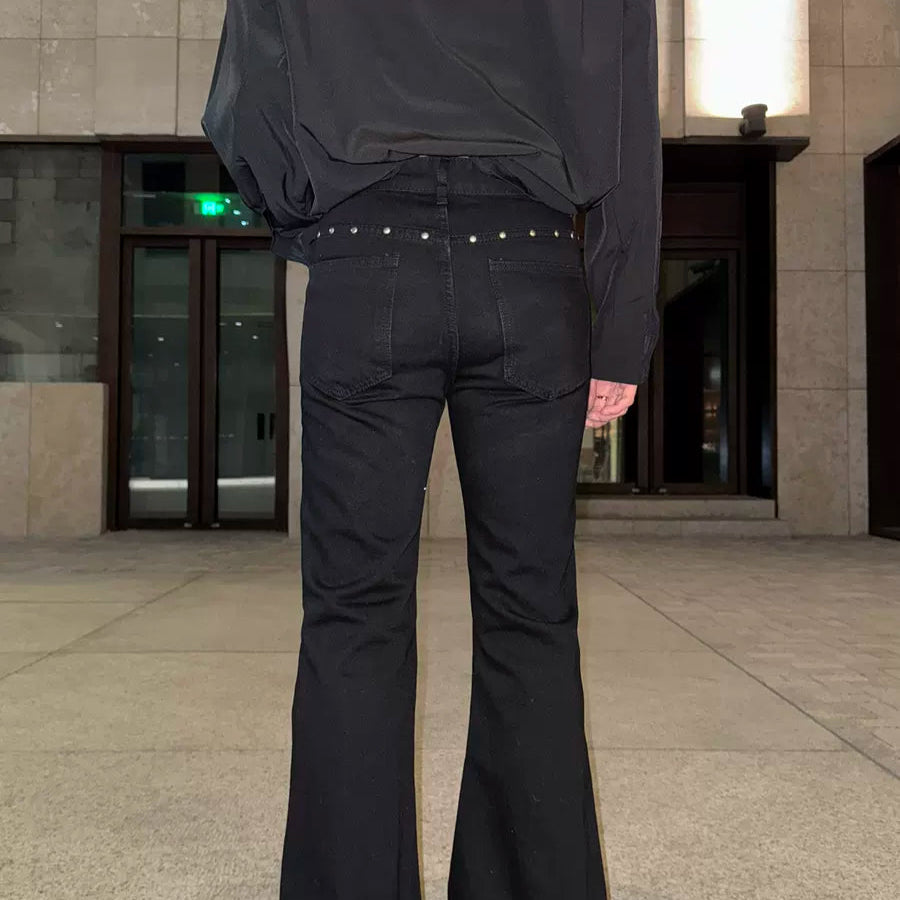 Studded Mode Flare Denim Pants mf3271【韓国モードファッション】