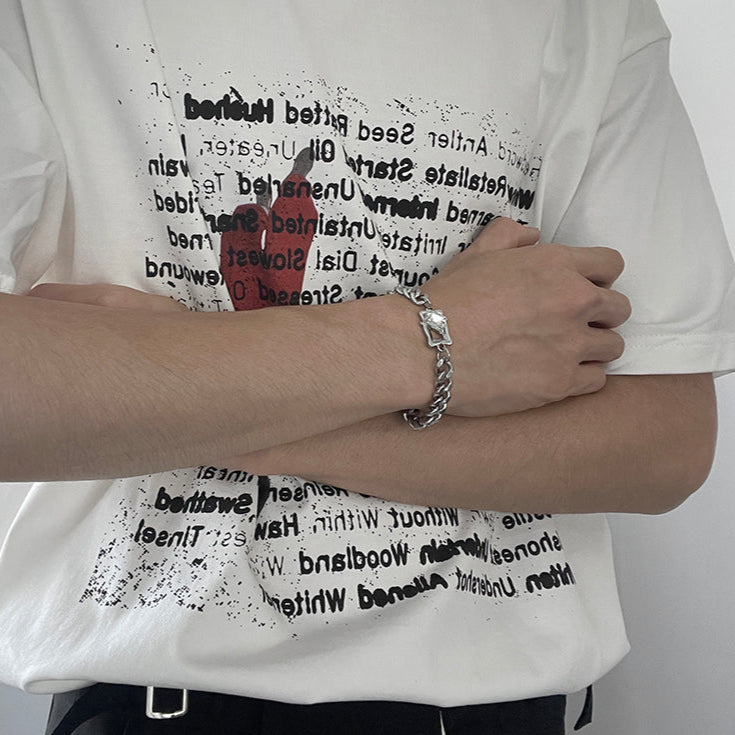 MODEFREAKのクリスタルシルバーコリアンブレスレット mf3437の画像