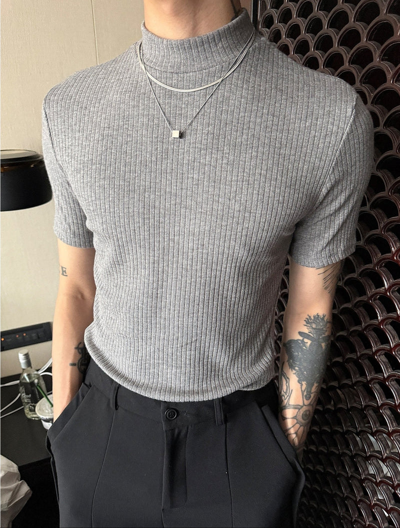 MODEFREAKのハイネックモードタイトリブトップス mf3281の画像