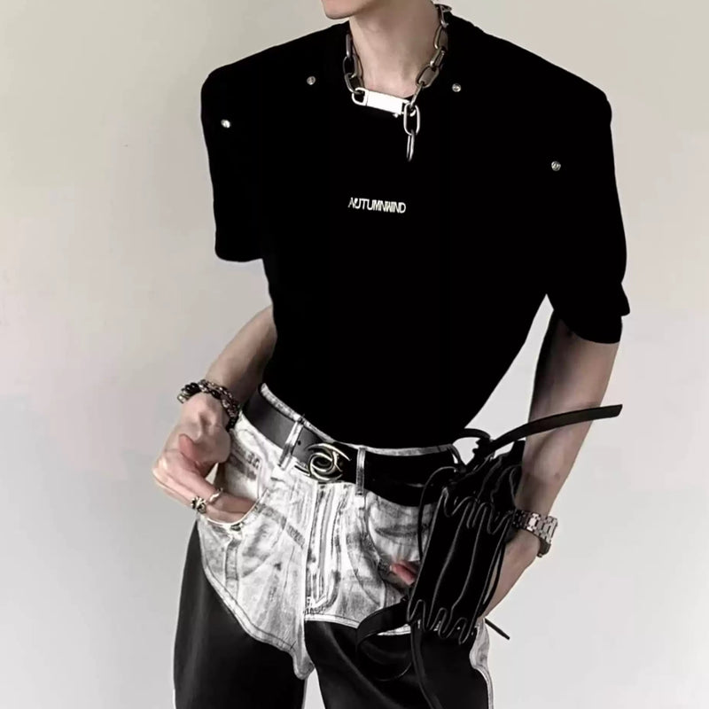MODEFREAKのスタッズデザインモードTシャツ mf3388の画像