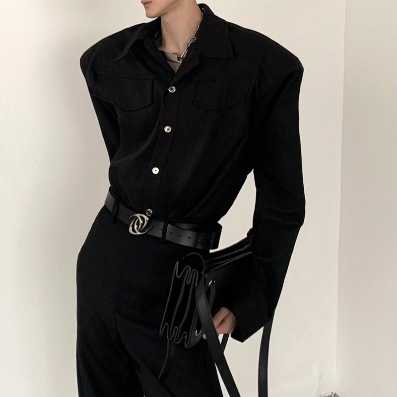 MODEFREAKのモードシルエットシルバーボタンシャツ mf3223の画像