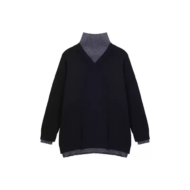 Bicolor Korean high neck knit mf3140