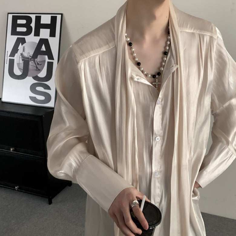 MODEFREAKのラグジュアリーシルクリボンシャツmf2422の画像