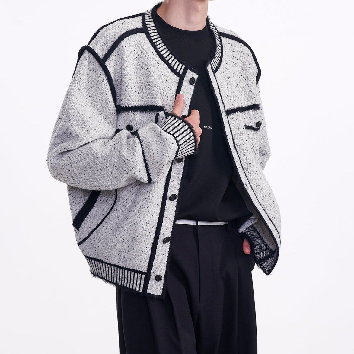 MODEFREAKのモノトーンバイカラーカーディガン mf3500の画像
